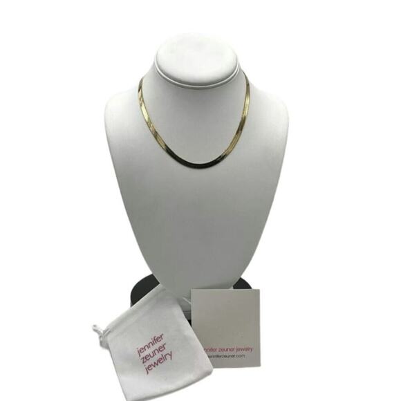 Jennifer Zeuner NWT Hamilton Herringbone Necklace 14k gold plated - Picture 3 of 8